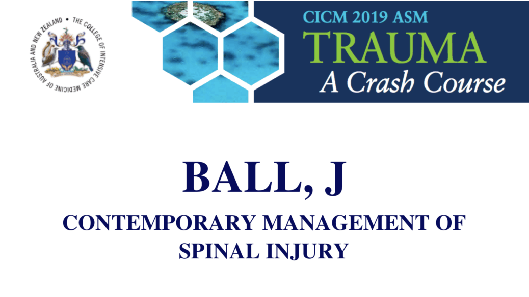Contemporary management of spinal injury