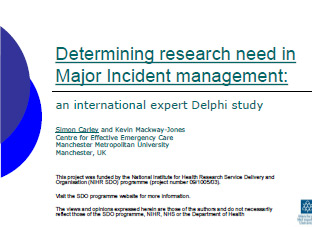 Determinine research need in major inciDetermining research need in major incident managementdent managemtn