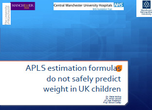 APLS estimation formulas don't safely predict weight in UK children
